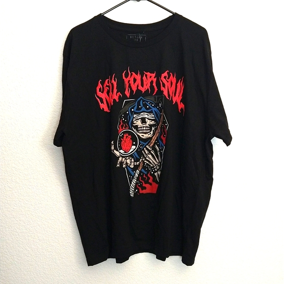 NWOT Men's Return To Sender Sell Your Soul Black Reaper Shirt Skull Skeleton XXL - Picture 1 of 7